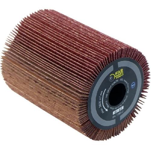 Accessoire - Consommable Machine Outil Brosse a lamelles abrasives pour poncer le bois ou le métal - FARTOOLS REX80 - Ø80mm - L 100mm - Grain A80