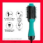 Seche-cheveux Brosse sechante volumisante REVLON Teal Blue - Technologie ionique - 2 vitesses. 3 niveaux de chaleur