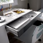 Bureau 1 tiroir - Decor blanc - L 115 x P 74 x H 50 cm - TEO