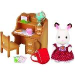 Figurine Miniature - Personnage Miniature Bureau pour enfant Sylvanian Families - Soeur Lapin Chocolat - Accessoires inclus