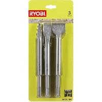 Burin - Bedane - Pointerolle RYOBI - Kit 3 burins SDS+ (1 pointe. 2 plats) - RAKSPC03