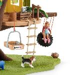 Figurine Miniature - Personnage Miniature Cabane aventure dans les arbres. coffret de 60 pieces détaillées avec balançoire. 2 figurines d'enfant et figurines d'animaux.