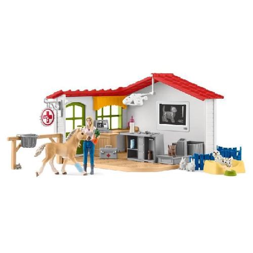 Figurine Miniature - Personnage Miniature Cabinet vétérinaire avec animaux. coffret de 43 pieces avec figurine vétérinaire. animaux et accessoires. jouets animaux de la