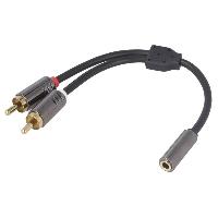 Cablage Adaptateur Jack 3.5mm Femelle vers 2x RCA Male 20 cm or Cablage Adaptateur Jack 3.5mm Femelle vers 2x RCA Male 20 cm or