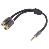 Cablage Adaptateur Jack 3.5mm Male vers 2x RCA Femelle 20 cm or Cablage Adaptateur Jack 3.5mm Male vers 2x RCA Femelle 20 cm or