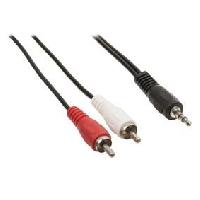 Cablage Cable audio stereo Jack 3.5mm male vers 2x RCA Males 20m Noir