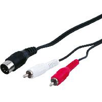 Cablage Cable DIN 5pin male vers 2xRCA male - 1.5m - Goobay