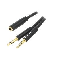 Cablage Cable doubleur Jack Stereo 3.5mm 3pin casque micro 4pin - 1x Femelle 2x Male