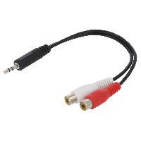 Cablage Cable Jack 3.5mm male RCA femelle x2 200mm - Noir