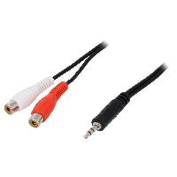 Cablage Cable Jack 3.5mm male RCA femelle x2 5m - Noir