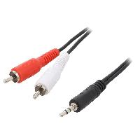 Cablage Cable Jack 3.5mm male RCA male x2 1.5m - Noir