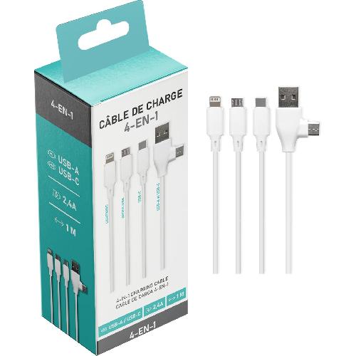 Cable - Connectique Telephone Cable 3 connectiques USB type C et adaptateur USB A SD