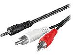 Cable Jack - Rca Cable adaptateur 15m jack 3.5mm stereo - RCA phono audio male-male