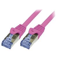 Cable - Adaptateur Reseau - Telephonie Cable reseau RJ45 male S-FTP Cat 6a rose- 10m