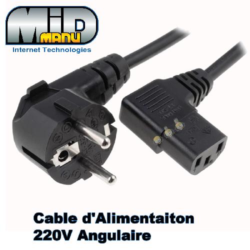 Cable - Connectique Pour Peripherique Cable alimentation Angulaire 90 degres IEC C13 1.8m Noir