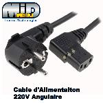 Cable - Connectique Pour Peripherique Cable alimentation Angulaire 90 degres IEC C13 3.0m Noir