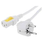 Cable alimentation angulaire vers C13 femelle 3m blanc