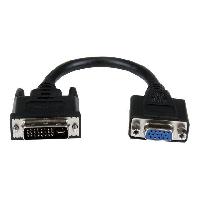 Cable Audio Video Cable adaptateur DVI vers VGA de 20cm - M-F - Noir - Convertisseur DVI-I vers HD15 de 20 cm - M-F - DVIVGAMF8IN