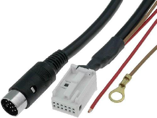 Cables changeur CD Cable Autoradio compatible avec changeur CD DIN 13pin vers Quadlock 12pin 1.8m compatible avec Audi VW