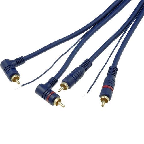 Cable RCA 2 Canaux Cable bleu RCA Male vers RCA Male Angulaire avec remote 5m