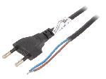 Cable D'alimentation Cable- CEE 7-16 -C- prise.cordons- 3m- plat- noir- PVC- 2x0.5mm2