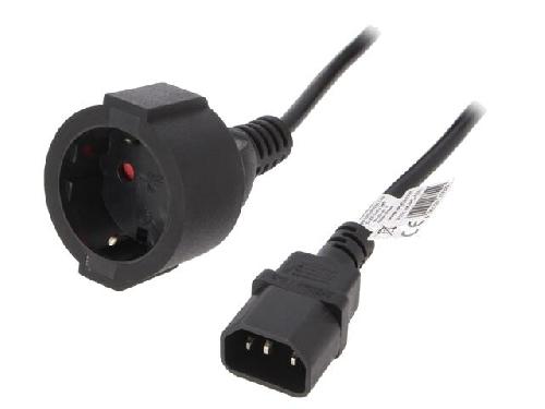 Cable D'alimentation Cable- CEE 7-3 -F- male.IEC C14 male- 1m- noir- PVC- 3G0.75mm2