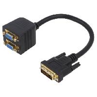Cable - Connectique Pour Peripherique Adaptateur - D-Sub 15pin HD femelle x2 - DVI-I -24+5- prise male - Full HD - 0.3m - Noir
