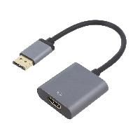 Cable - Connectique Pour Peripherique Adaptateur DisplayPort 1.2 HDCP 1.3 HDMI 2.0 DTS-HD-Dolby-True HD UHD 3D 4K 0.15m - Gris