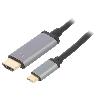 Cable - Connectique Pour Peripherique Adaptateur HDCP.HDMI 2.0 USB 3.2 HDMI prise male USB C prise male UHD 4K 1.8m - Noir