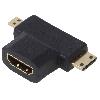 Cable - Connectique Pour Peripherique Adaptateur HDMI 1.4 femelle vers mini HDMI male et micro HDMI male noir