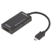 Cable - Connectique Pour Peripherique Adaptateur HDMI femelle port USB B micro USB B micro prise 0.14 sert le 3D de resolution jusqu'a 1080p - Noir