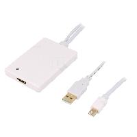 Cable - Connectique Pour Peripherique Adaptateur Mini DisplayPort 1.1a prise male HDMI femelle USB A prise male - Blanc