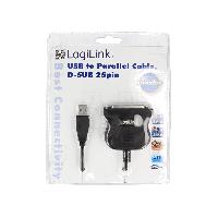 Cable - Connectique Pour Peripherique Adaptateur USB 1.1 D-Sub 25pin femelle USB A prise male 1.8m - Noir