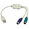 Cable - Connectique Pour Peripherique Adaptateur- USB 1.1- PS-2 femelle x2.USB A prise male - blanc