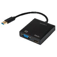 Cable - Connectique Pour Peripherique Adaptateur USB 2.0.USB 3.0 D-Sub 15pin HD femelle HDMI femelle USB A prise male - Noir