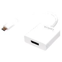 Cable - Connectique Pour Peripherique Adaptateur USB 3.0 DisplayPort femelle USB C prise male 140mm - Blanc