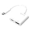 Cable - Connectique Pour Peripherique Adaptateur USB 3.0 HDMI femelle USB C prise male 140mm - Blanc