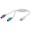 Cable - Connectique Pour Peripherique Adaptateur USB PS2 femelle x2 USB A prise - blanc