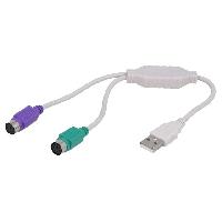Cable - Connectique Pour Peripherique Adaptateur USB PS2 femelle x2 USB A prise - blanc