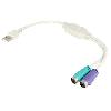 Cable - Connectique Pour Peripherique Adaptateur USB PS2 femelle x2 USB A prise male - Blanc