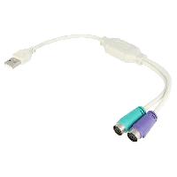 Cable - Connectique Pour Peripherique Adaptateur USB PS2 femelle x2 USB A prise male - Blanc