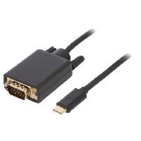 Cable - Connectique Pour Peripherique Adaptateur VGA D-Sub 15pin HD male vers USB C male 1.8m noir