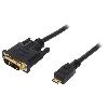 Cable - Connectique Pour Peripherique Cable DVI-D -18+1- male mini HDMI male 1m - Noir