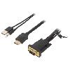 Cable - Connectique Pour Peripherique Cable HDMI 1.4 prise male D-Sub 15pin male Jack 3.5mm prise male USB A prise male 1m - Noir