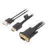 Cable - Connectique Pour Peripherique Cable HDMI 1.4 prise male D-Sub 15pin male Jack 3.5mm prise male USB A prise male 2m - Noir