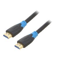 Cable - Connectique Pour Peripherique Cable HDMI 2.0 prise male des deux cotes UHD 4K 3D 1.5m - Noir