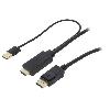 Cable - Connectique Pour Peripherique Cable HDMI vers DisplayPort avec cable d'alimentation USB 1m - Noir
