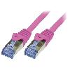 Cable - Connectique Pour Peripherique Cable reseau RJ45 male S-FTP Cat 6a rose- 1m
