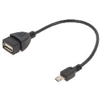 Cable - Connectique Pour Peripherique Cable USB 2.0 USB A femelle vers prise USB B micro male 0.15m - Noir