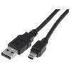 Cable - Connectique Pour Peripherique Cable- USB 2.0- USB A prise.USB B mini prise- nickele- 1.8m- noir